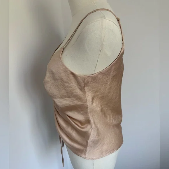 ASOS Rose Gold Ruched Tie Front Camisole - Picture 4 of 6